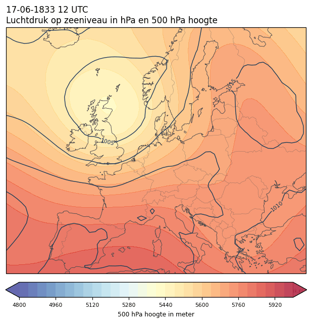 Weerkaart van 17 juni 1833 om 12 UTC