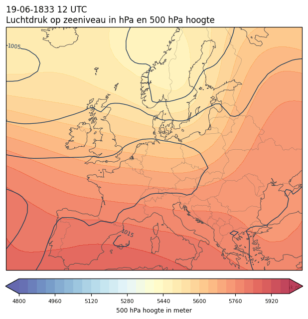 Weerkaart van 19 juni 1833 om 12 UTC