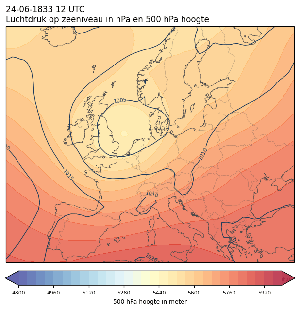Weerkaart van 24 juni 1833 om 12 UTC