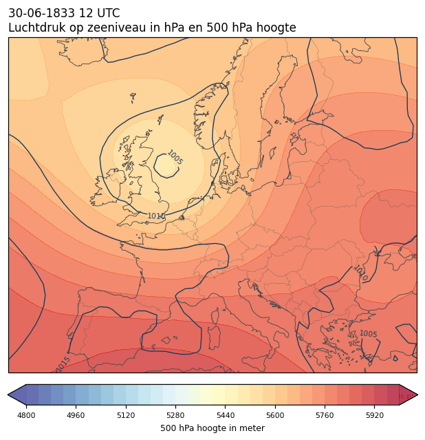 Weerkaart van 30 juni 1833 om 12 UTC