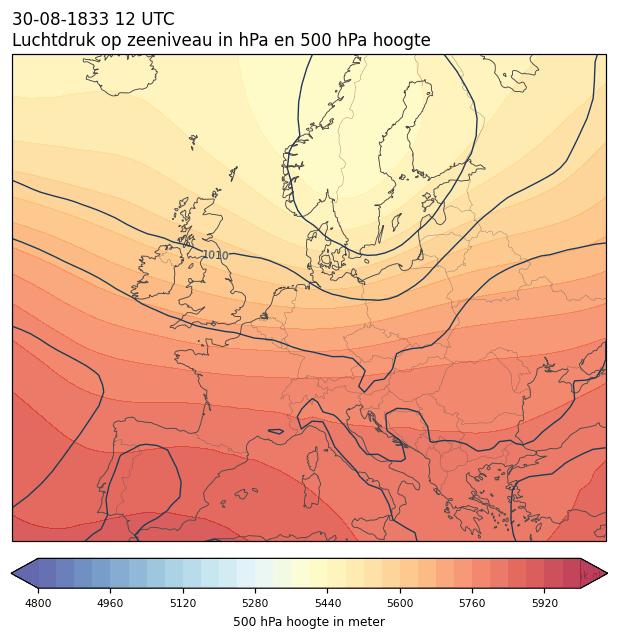 Weerkaart van 30 augustus 1833 om 12 UTC