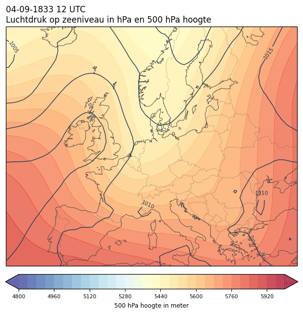 Weerkaart van 4 september 1833 om 12 UTC