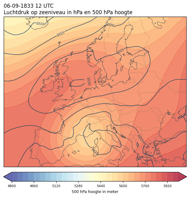 Weerkaart van 6 september 1833 om 12 UTC