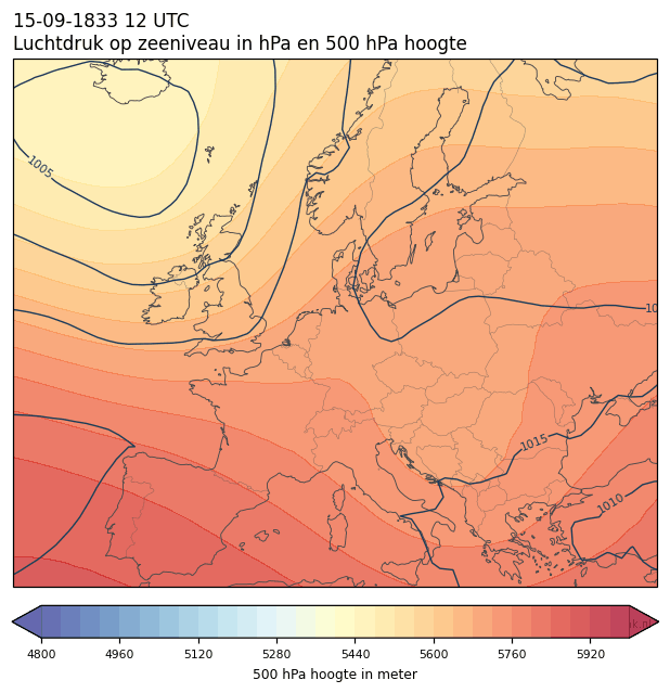 Weerkaart van 15 september 1833 om 12 UTC