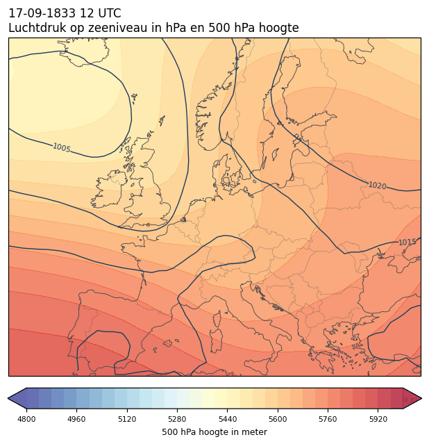 Weerkaart van 17 september 1833 om 12 UTC