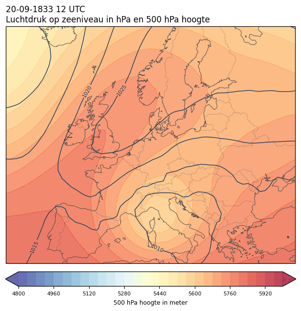 Weerkaart van 20 september 1833 om 12 UTC
