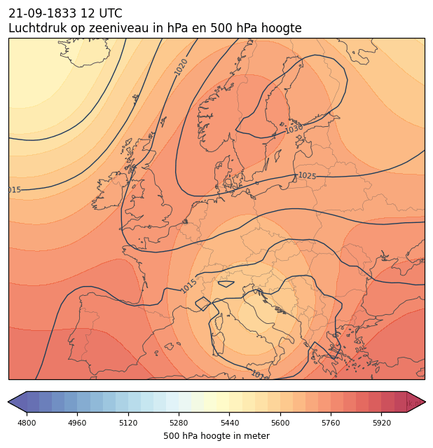 Weerkaart van 21 september 1833 om 12 UTC