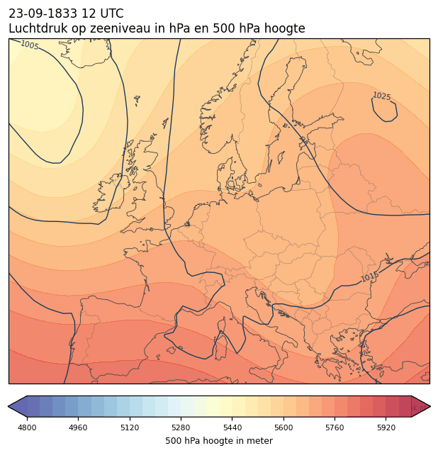 Weerkaart van 23 september 1833 om 12 UTC