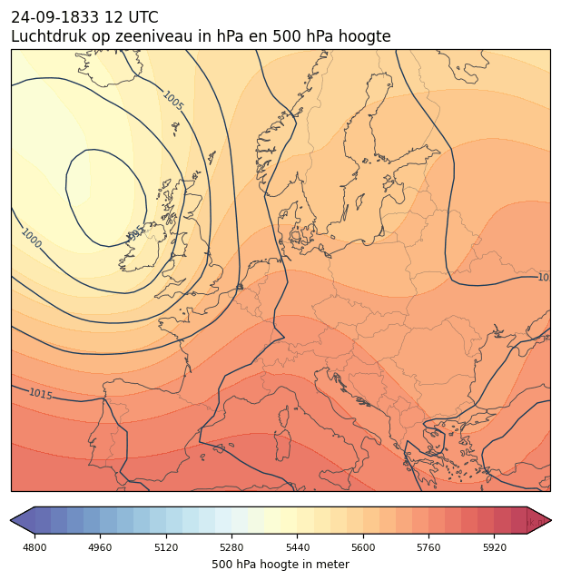 Weerkaart van 24 september 1833 om 12 UTC