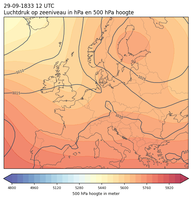 Weerkaart van 29 september 1833 om 12 UTC