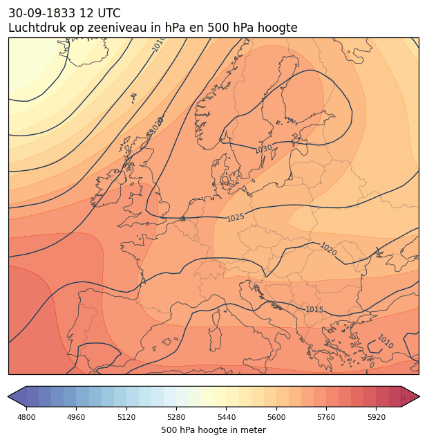 Weerkaart van 30 september 1833 om 12 UTC