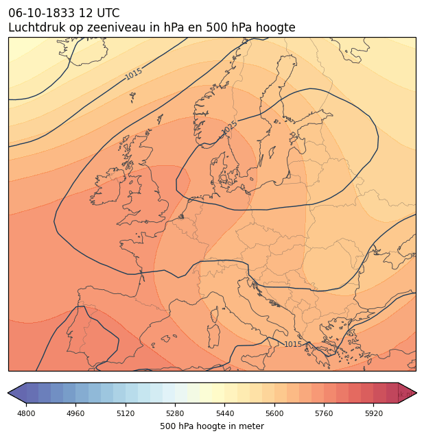 Weerkaart van 6 oktober 1833 om 12 UTC