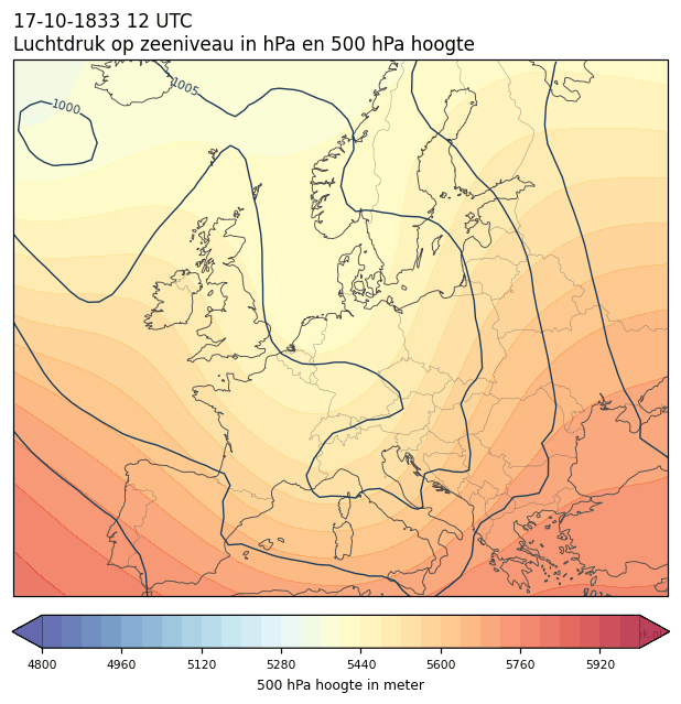 Weerkaart van 17 oktober 1833 om 12 UTC