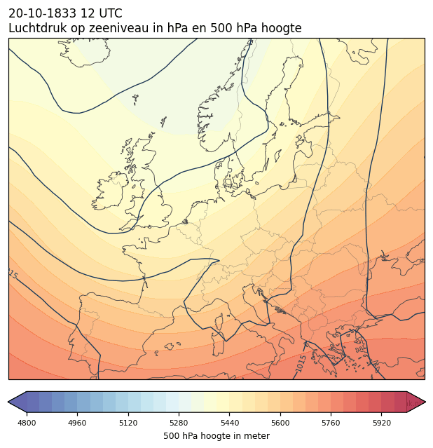 Weerkaart van 20 oktober 1833 om 12 UTC