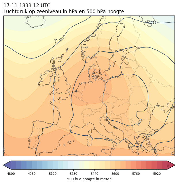 Weerkaart van 17 november 1833 om 12 UTC