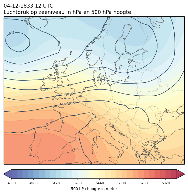 Weerkaart van 4 december 1833 om 12 UTC