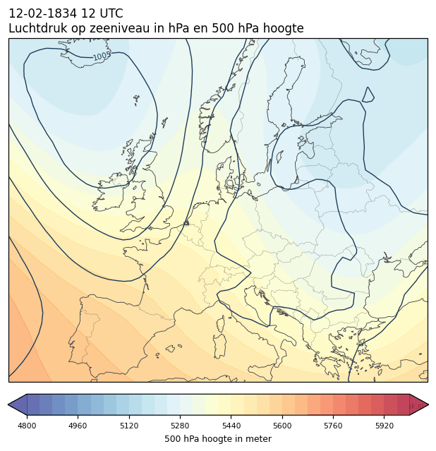 Weerkaart van 12 februari 1834 om 12 UTC