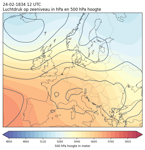 Weerkaart van 24 februari 1834 om 12 UTC