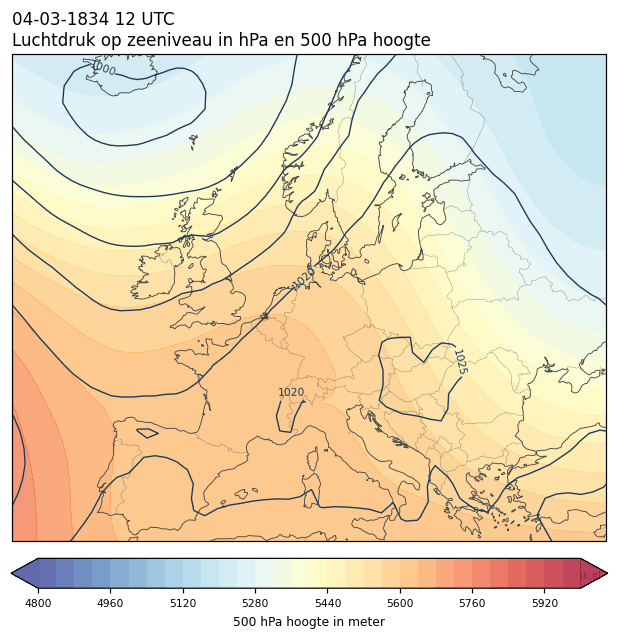 Weerkaart van 4 maart 1834 om 12 UTC