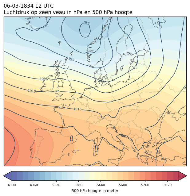 Weerkaart van 6 maart 1834 om 12 UTC