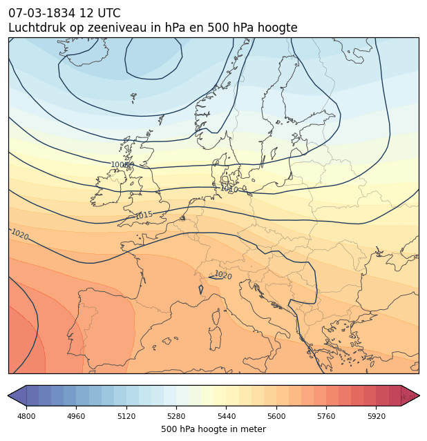 Weerkaart van 7 maart 1834 om 12 UTC