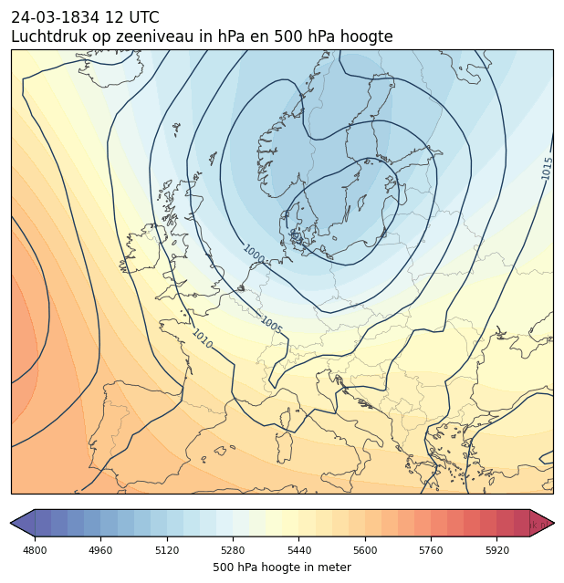 Weerkaart van 24 maart 1834 om 12 UTC