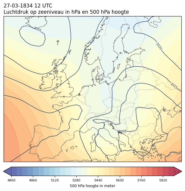 Weerkaart van 27 maart 1834 om 12 UTC
