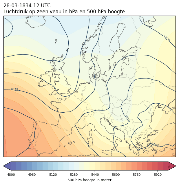 Weerkaart van 28 maart 1834 om 12 UTC