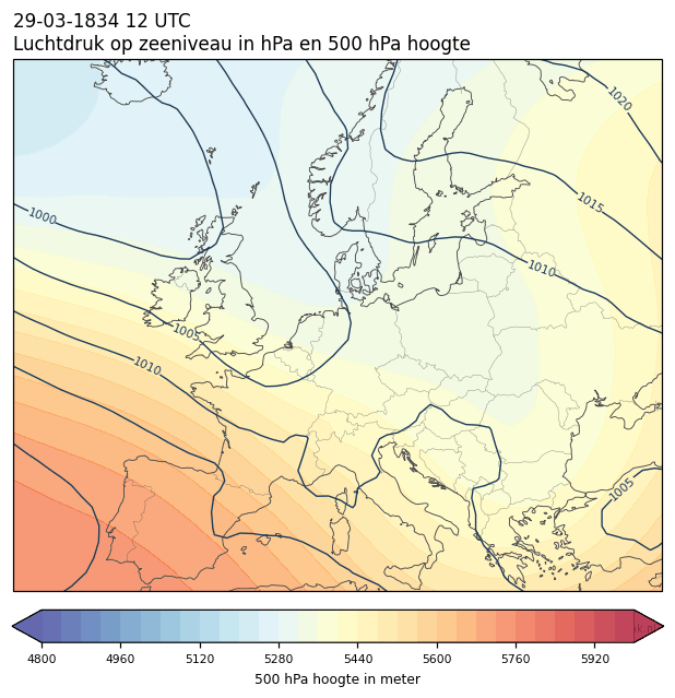 Weerkaart van 29 maart 1834 om 12 UTC