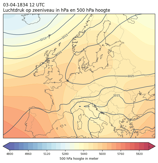 Weerkaart van 3 april 1834 om 12 UTC