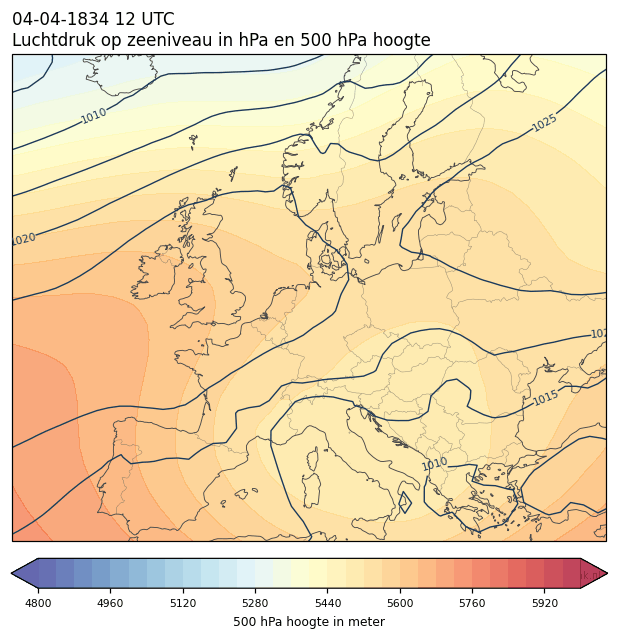 Weerkaart van 4 april 1834 om 12 UTC