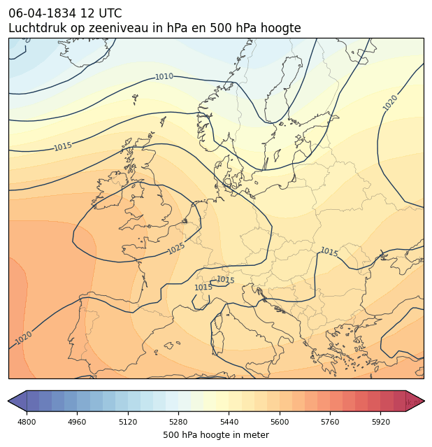 Weerkaart van 6 april 1834 om 12 UTC