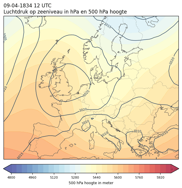 Weerkaart van 9 april 1834 om 12 UTC