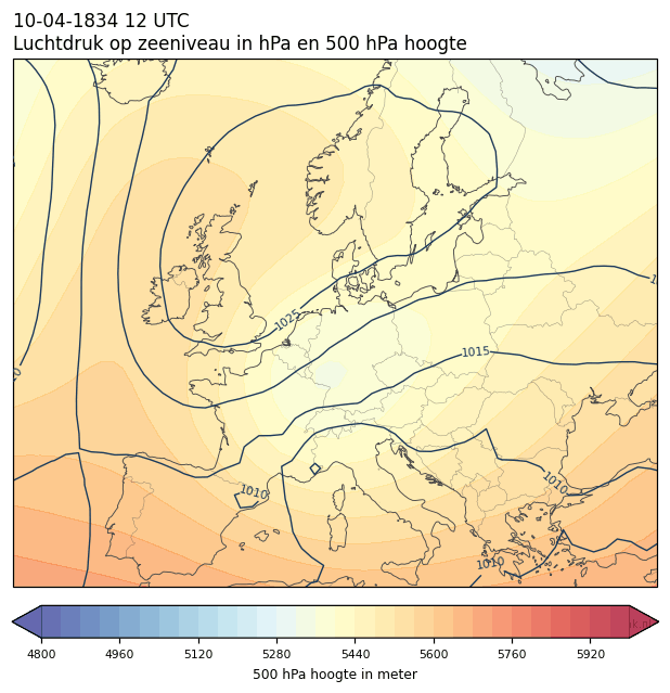 Weerkaart van 10 april 1834 om 12 UTC