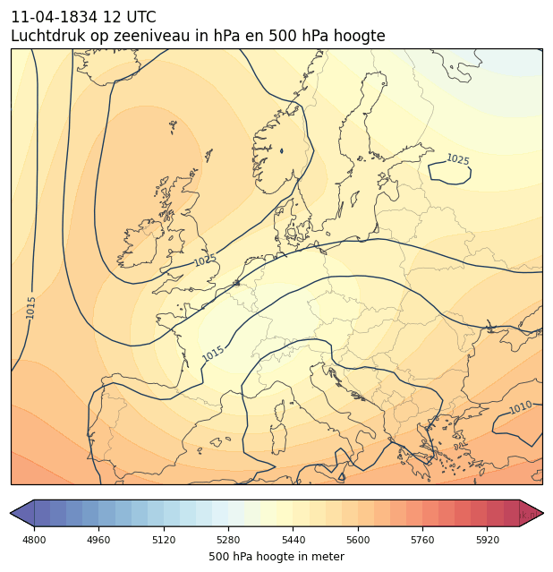 Weerkaart van 11 april 1834 om 12 UTC