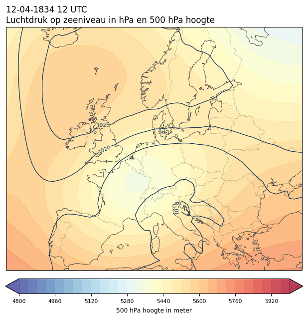 Weerkaart van 12 april 1834 om 12 UTC