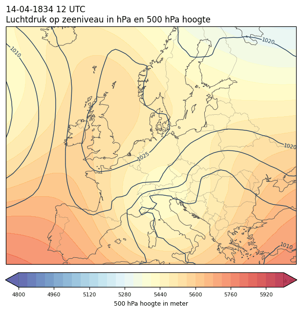 Weerkaart van 14 april 1834 om 12 UTC