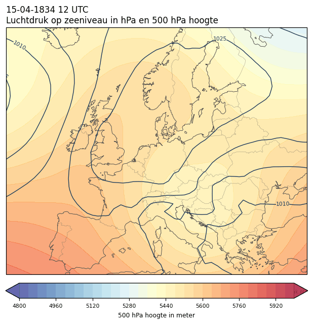 Weerkaart van 15 april 1834 om 12 UTC