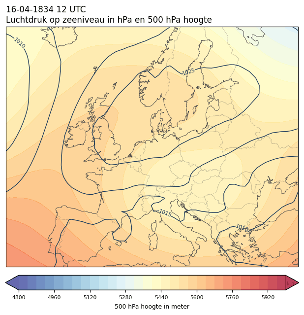 Weerkaart van 16 april 1834 om 12 UTC