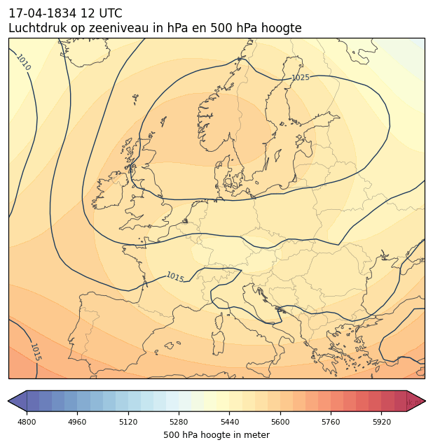 Weerkaart van 17 april 1834 om 12 UTC