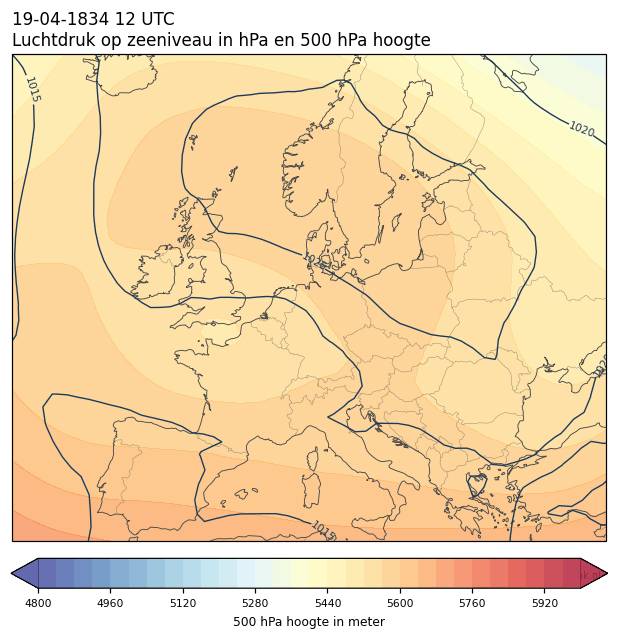 Weerkaart van 19 april 1834 om 12 UTC
