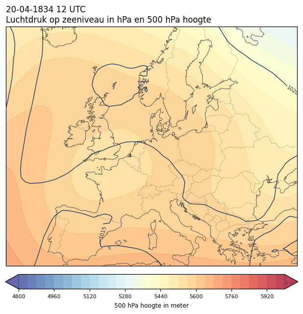Weerkaart van 20 april 1834 om 12 UTC