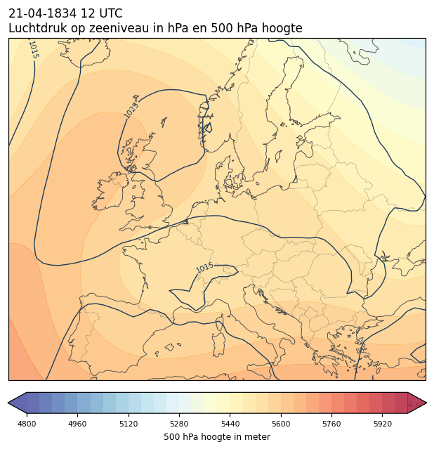 Weerkaart van 21 april 1834 om 12 UTC
