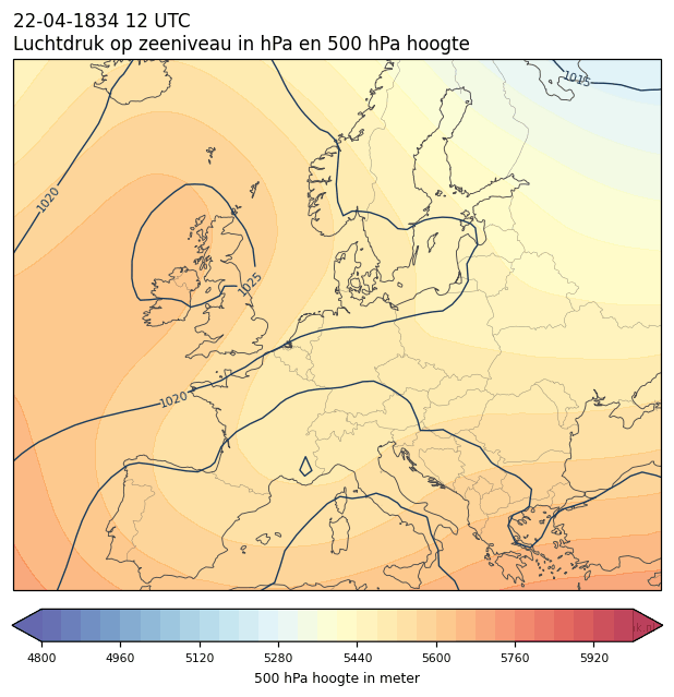 Weerkaart van 22 april 1834 om 12 UTC