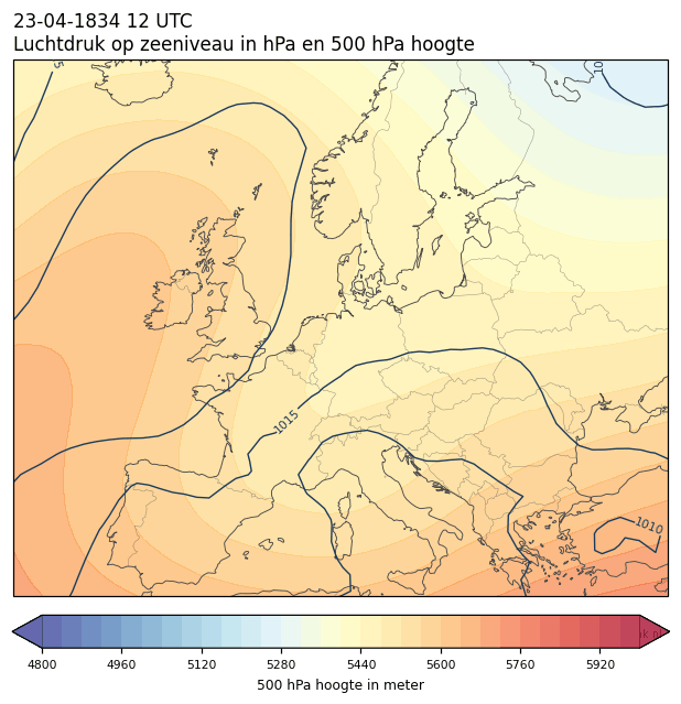 Weerkaart van 23 april 1834 om 12 UTC