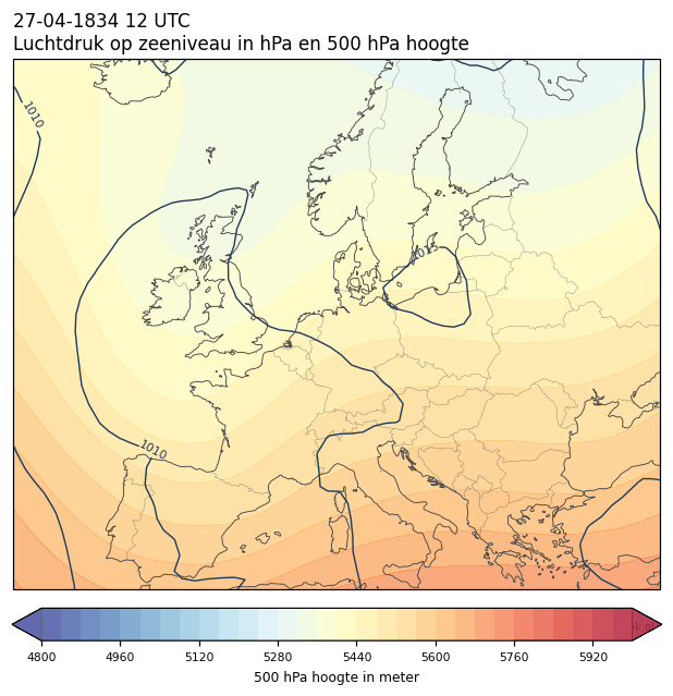 Weerkaart van 27 april 1834 om 12 UTC