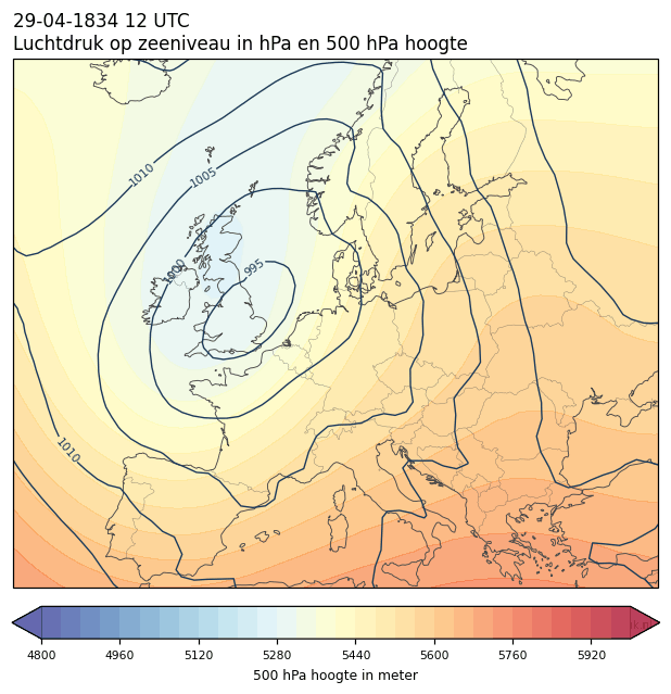 Weerkaart van 29 april 1834 om 12 UTC