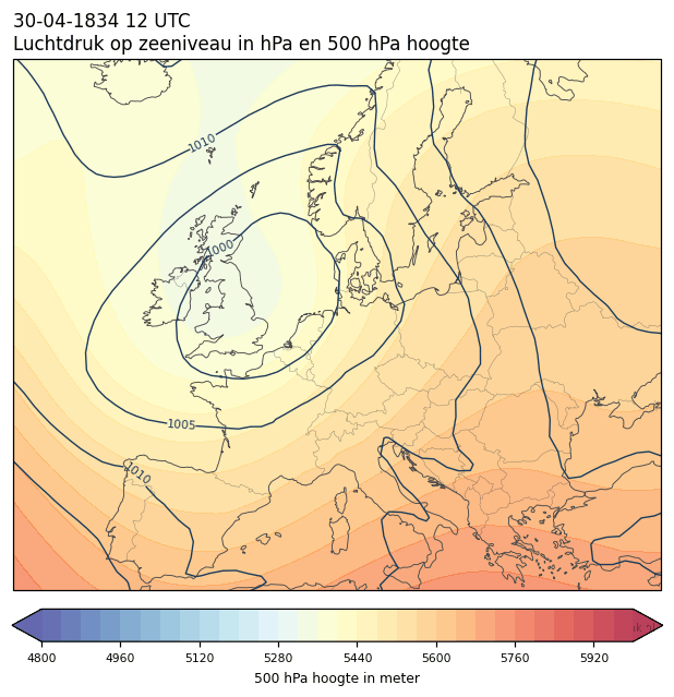 Weerkaart van 30 april 1834 om 12 UTC