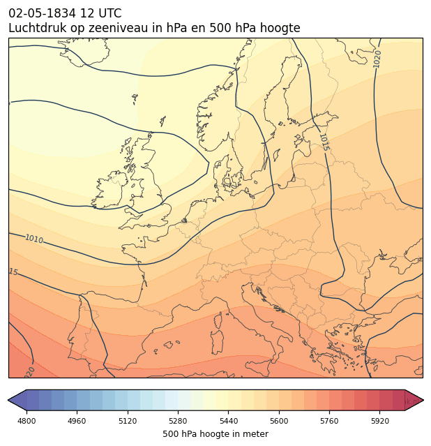 Weerkaart van 2 mei 1834 om 12 UTC