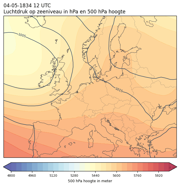 Weerkaart van 4 mei 1834 om 12 UTC